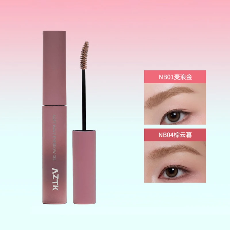 AZTK Mascara gel à sourcils doux et ondulé léger imperméable longue durée anti-taches crée des sourcils sauvages sexy volumineux naturels