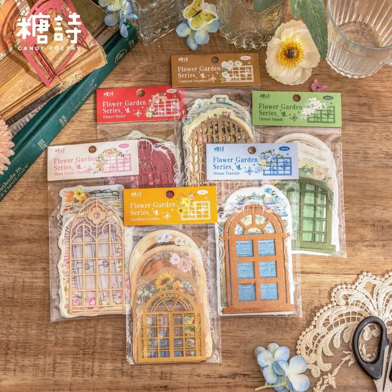 15 Pcs Vintage Lattice Window Scrapbooking Material Set Decorative Papers For Collage Scrapbooking And DIY Craft Projects