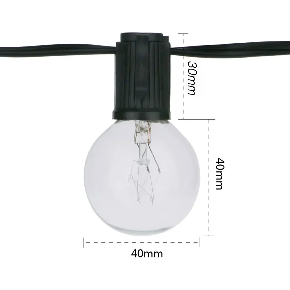 8M G40 Globe String Lights 25 Clear Incandescent Bulbs E12 Base for Indoor/Outdoor Vintage Party Backyard Wedding Decoration