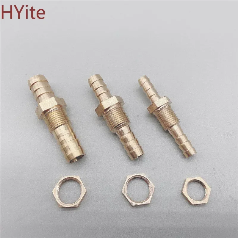 ID Pipe 6 8 10 12 14 16mm Hose Barb Bulkhead Brass Barbed Tube Pipe Fitting Coupler Connector Adapter For Fuel Gas Water Copper