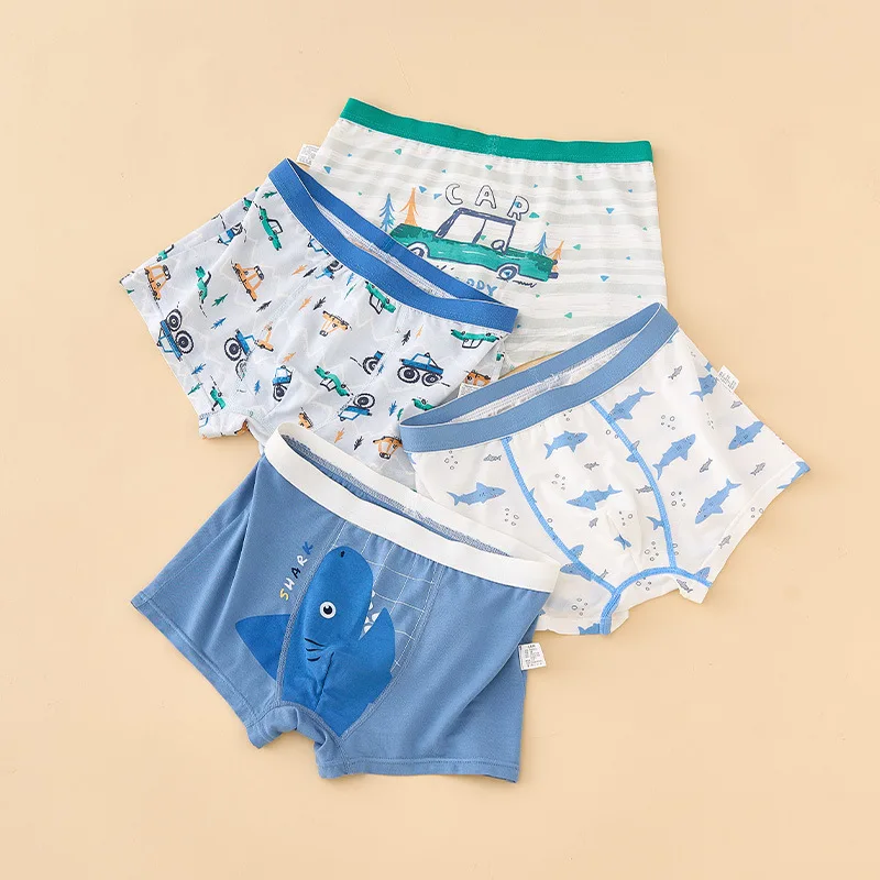 

Boy Modal Boxers Shorts Quality Soft Panties Children Cartoon Underpants Size 90-150 Dinosaur Anime Design Boxers 4pcs/Lot