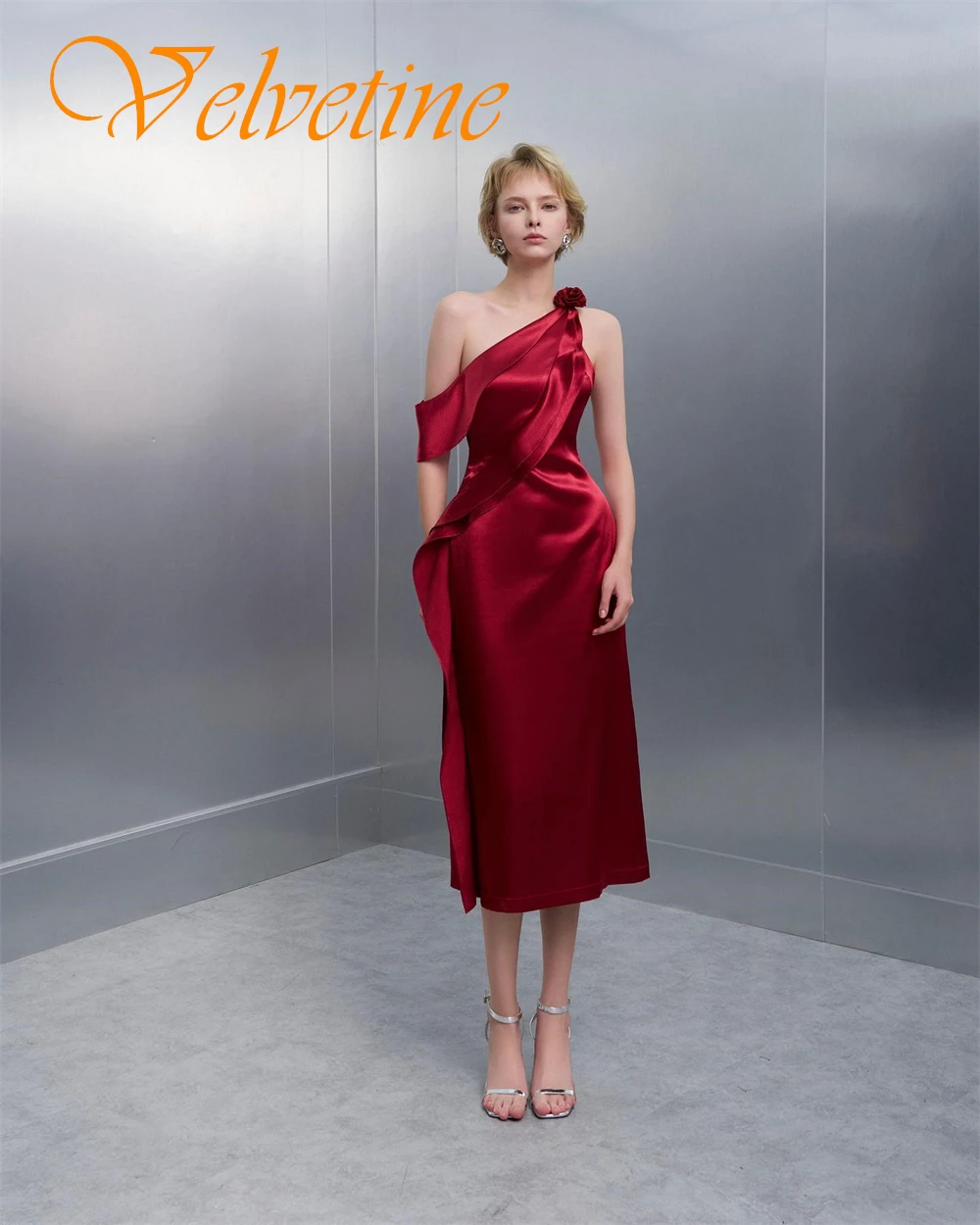 Customized Luxury Satin Evening Dress Exquisite One Shoulder Mermaid Prom Dresses Modern Sleeveless Special Occasion Gowns