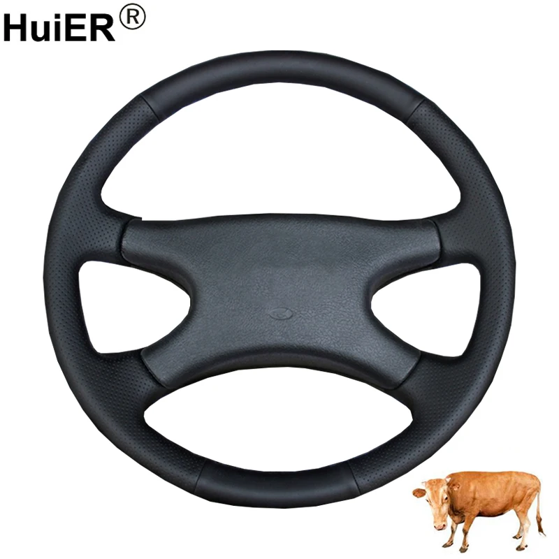 Cow True Leather Hand Sewing Car Steering Wheel Cover For Lada Vina 2006-2017 2107 1997-2012 Braid On Steering-wheel Wrap