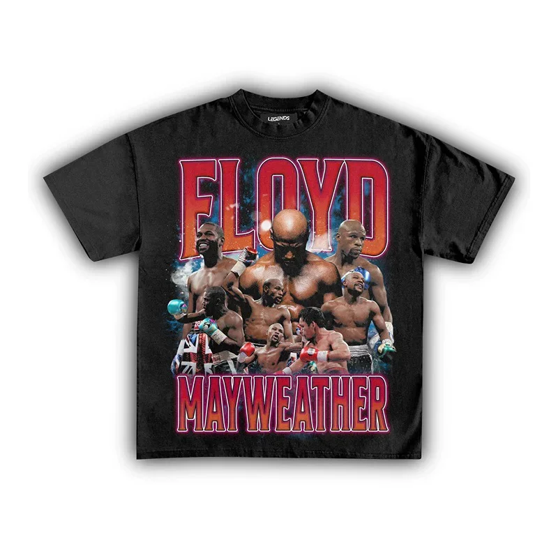 

Floyd Mayweather Undefeated Боксерская футболка Негабаритная хлопковая футболка с рисунком Boxing Icon Мужчины Женщины Винтаж Fight Streetwear Футболка с вентилятором