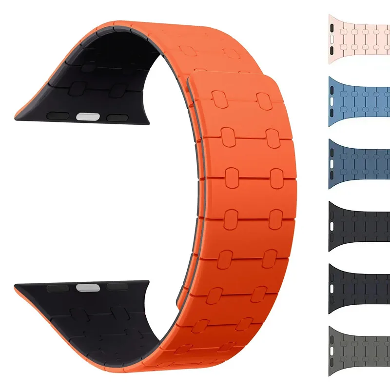 Silicone Magnetic Strap for Apple Watch Band Ultra 2 49mm 44mm 40mm 42mm 41mm 45mm Bracelet IWatch Series 9 8 7 6 SE 5 4 Correa