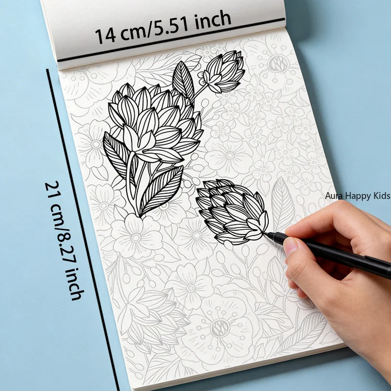 24 Page Adult Themed Coloring and Tracing Book, Featuring Symmetrical Flower Leaves, Mandalas, Space, Flowers, and Other Themes image 2