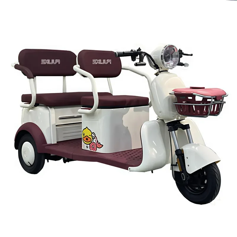 STROVAN Electric City Tricycle 3 Wheels Tricycle for Elder 48V Two Seat Adult Riding Tricycle
