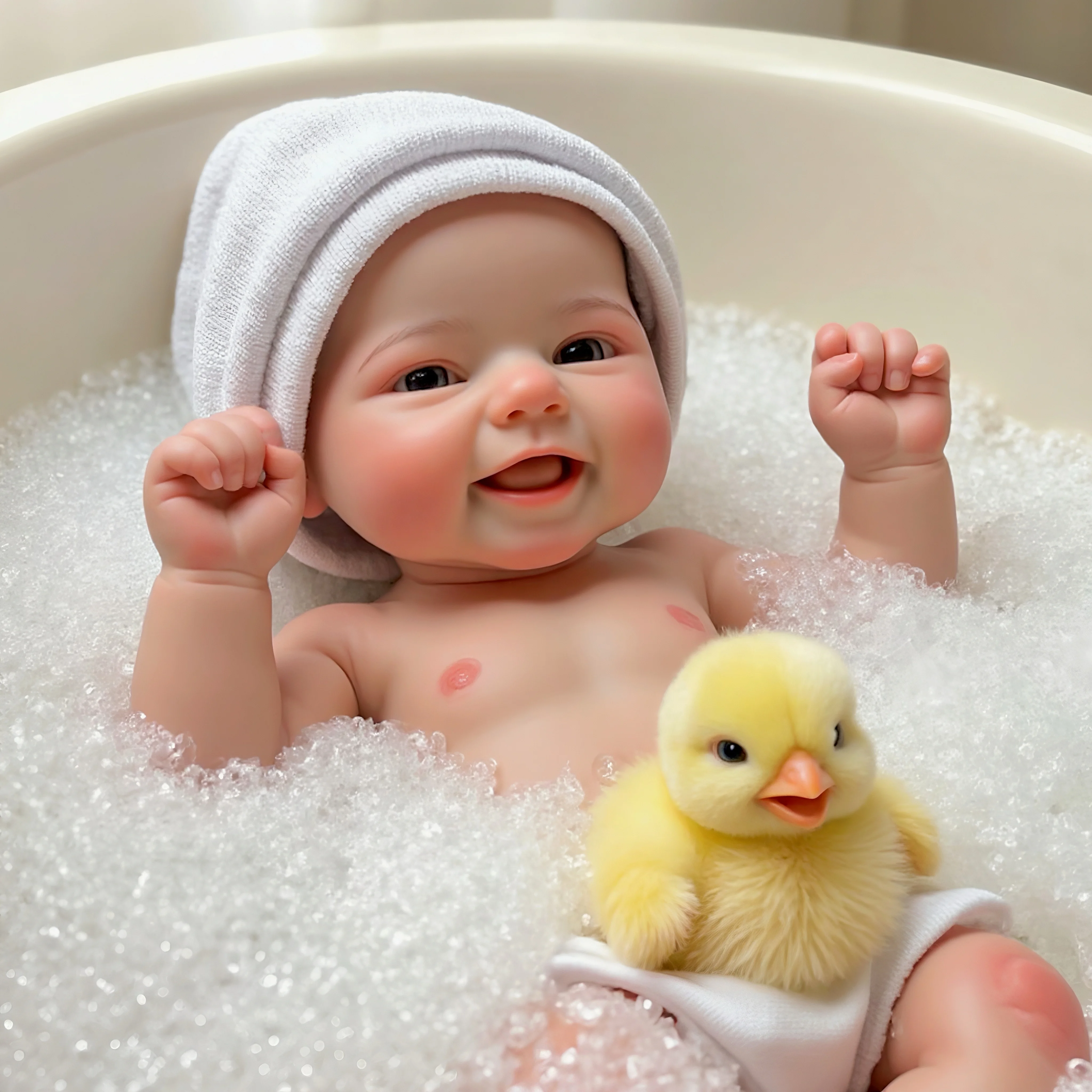 Aizwa1 16 Inch Realistic Newborn Bebe Emmy | Handmade Solid Silicone Reborn Girl | Soft-Touch Doll