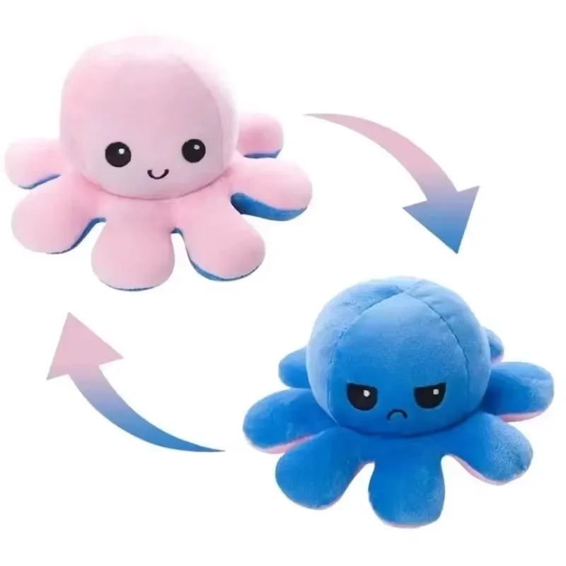

Flip Side Octopus Plu Doll Toy Changeable Face Happy And Any Octopus Kids Playtime Soft Stuffed Animal Sea Life Themed