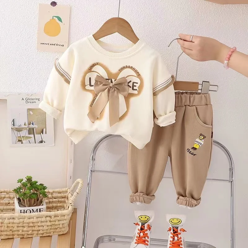 Ragazze primavera e autunno abbigliamento Set 2024 nuovi vestiti per bambini edizione coreana ragazza alla moda Casual due pezzi Set Trendy