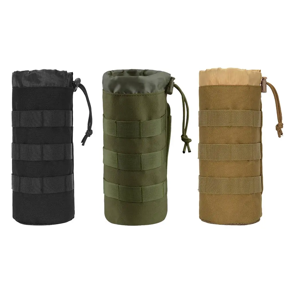 Tactical Molle Water Bottle Pouch, Bottle Holder with Top Drawstring, Portable