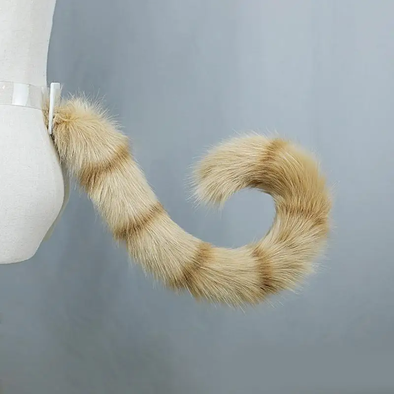 652f Faute en faux réglable pour le bandeau d'oreille chat le coffre queue en peluche costume fête prétendue multic