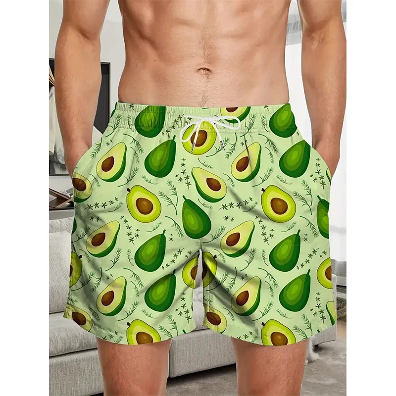

Print fruit board shorts, swim pants, elastic drawstring, Hawaiian style holiday beach shorts, oversized