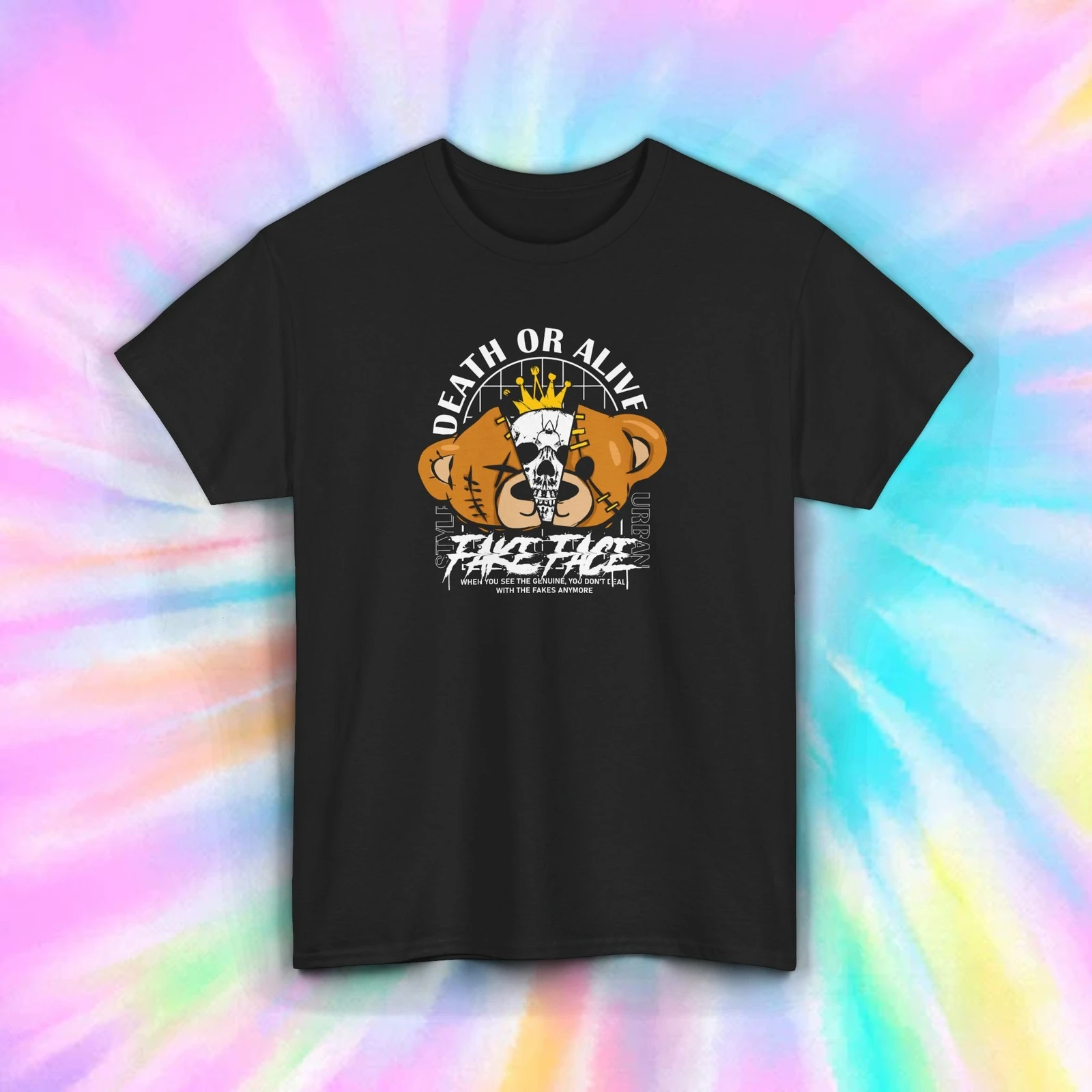 T-Shirt couronne de crâne urbain, Streetwear graphique mort ou vivant, S-5XL