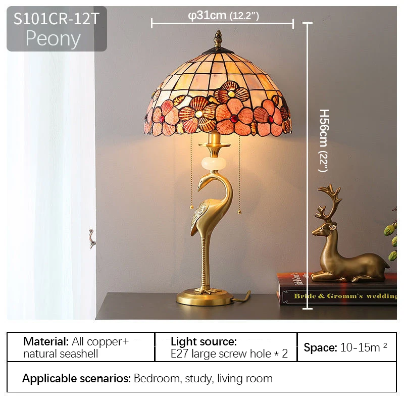 APRIL Modern Brass Desk Lamp LED Creative Shells Decor Retro Tiffany Copper Table Light for Home Living Room Bedroom