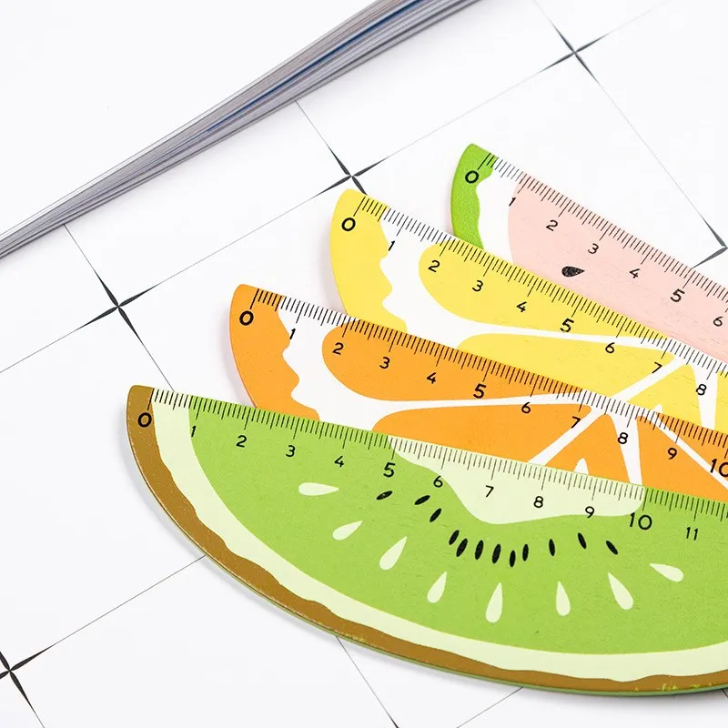 15cm Cute Kawaii Plastic Ruler Creative Fruit Ruler for Kids Student Novelty Item Korean Stationery