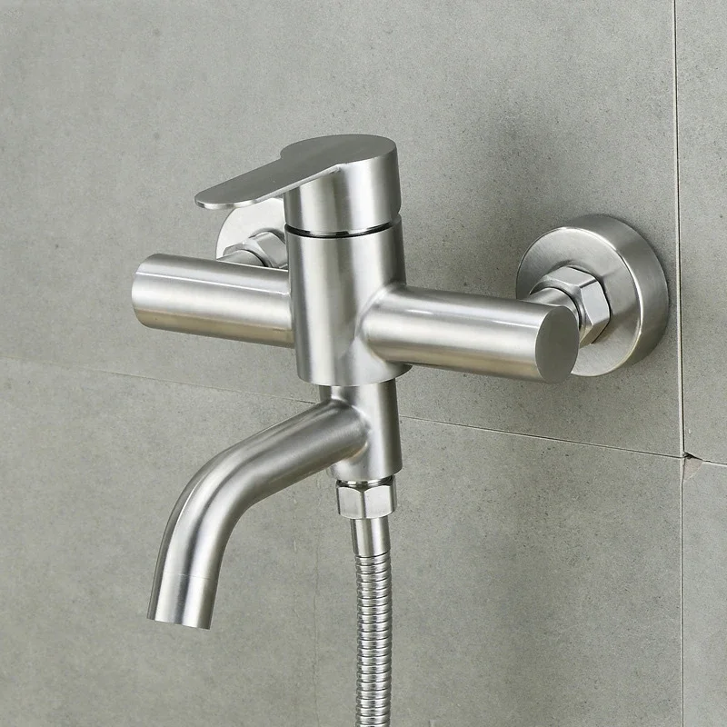 

Stainless Steel Bathtub Faucet Wall Mounted Bathroom Shower Faucet Valve 2 Function Outlet Cold and Hot Water Mixer Tap Valve