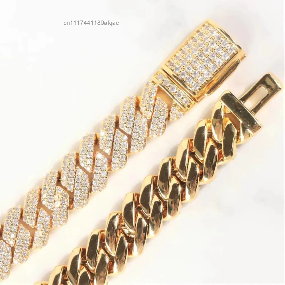 GoldPlated Cuban Chain Hip Hop Moissanite Diamond Jewelry Elegant Style and High Quality Material.
