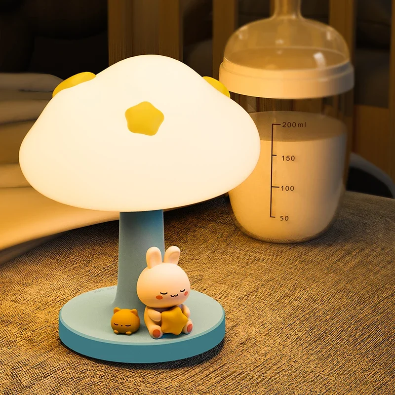 かわいいタッチタップシリコンナイトライトusb充電調光可能暖かいベッドサイドライト睡眠コンパニオンランプ実用的な家の装飾ランプに最適