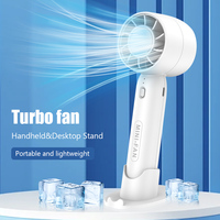 Mini Handheld Fan USB Charging Portable High Wind Speed Bladeless Turbine Handheld Fan Cooling Fan Cool Ambient Light