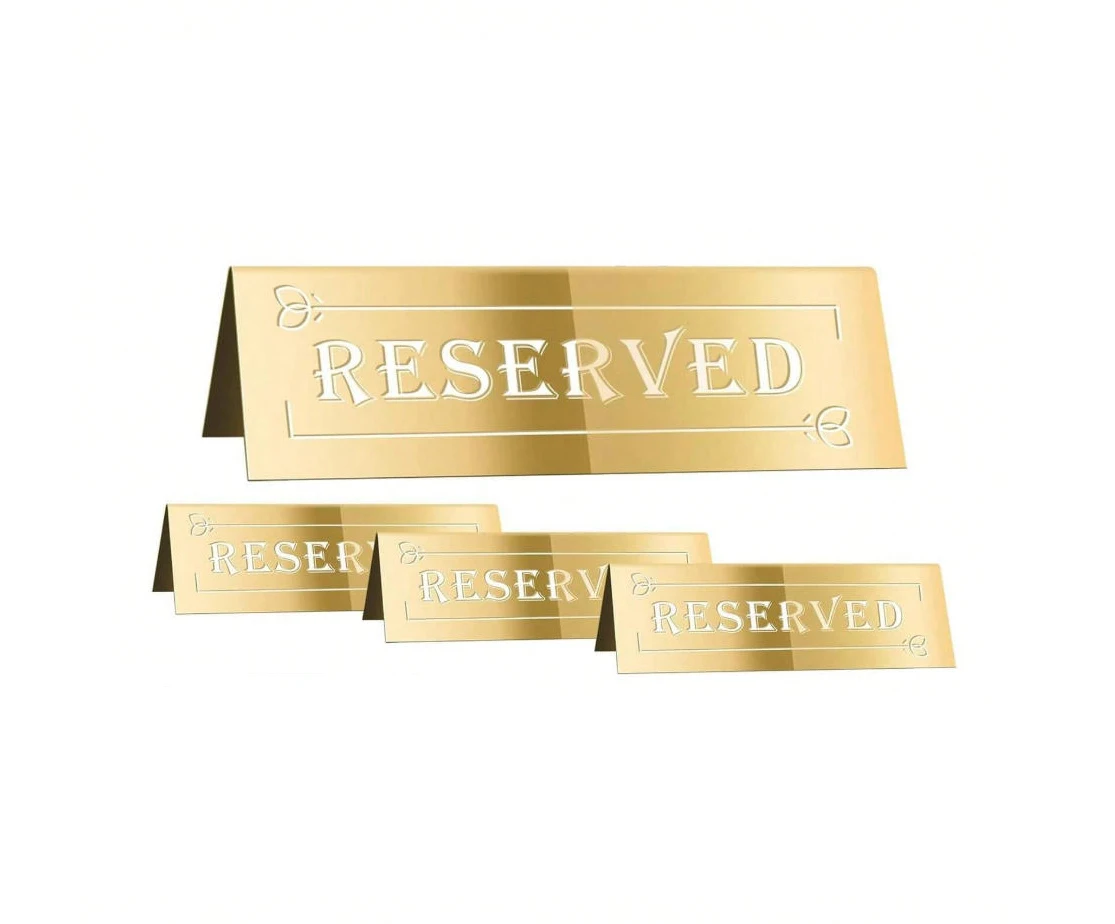 1 pieza de letreros de mesa reservada, letreros de acrílico para reserva de invitados, letreros impermeables dorados de doble cara para asientos reservados, Reserve S