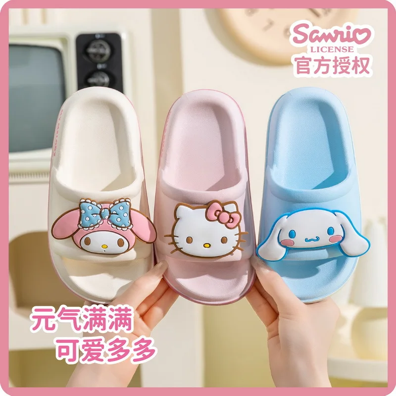 

Sanrio Hello Kitty Cinnamoroll Anime Kawaii Slippers Cute Sanrio Kuromi Non-Slip Bathroom Boys Girls Beach Shoes Kids Gifts