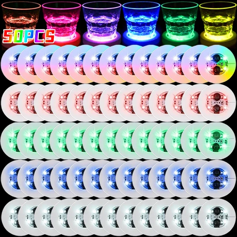 LED Luminous Coaster Flashing Bar Party Drinks Cup Pad Wine Liquor Bottles Coasters Sticker Atmosphere Light Light-emitting Prop