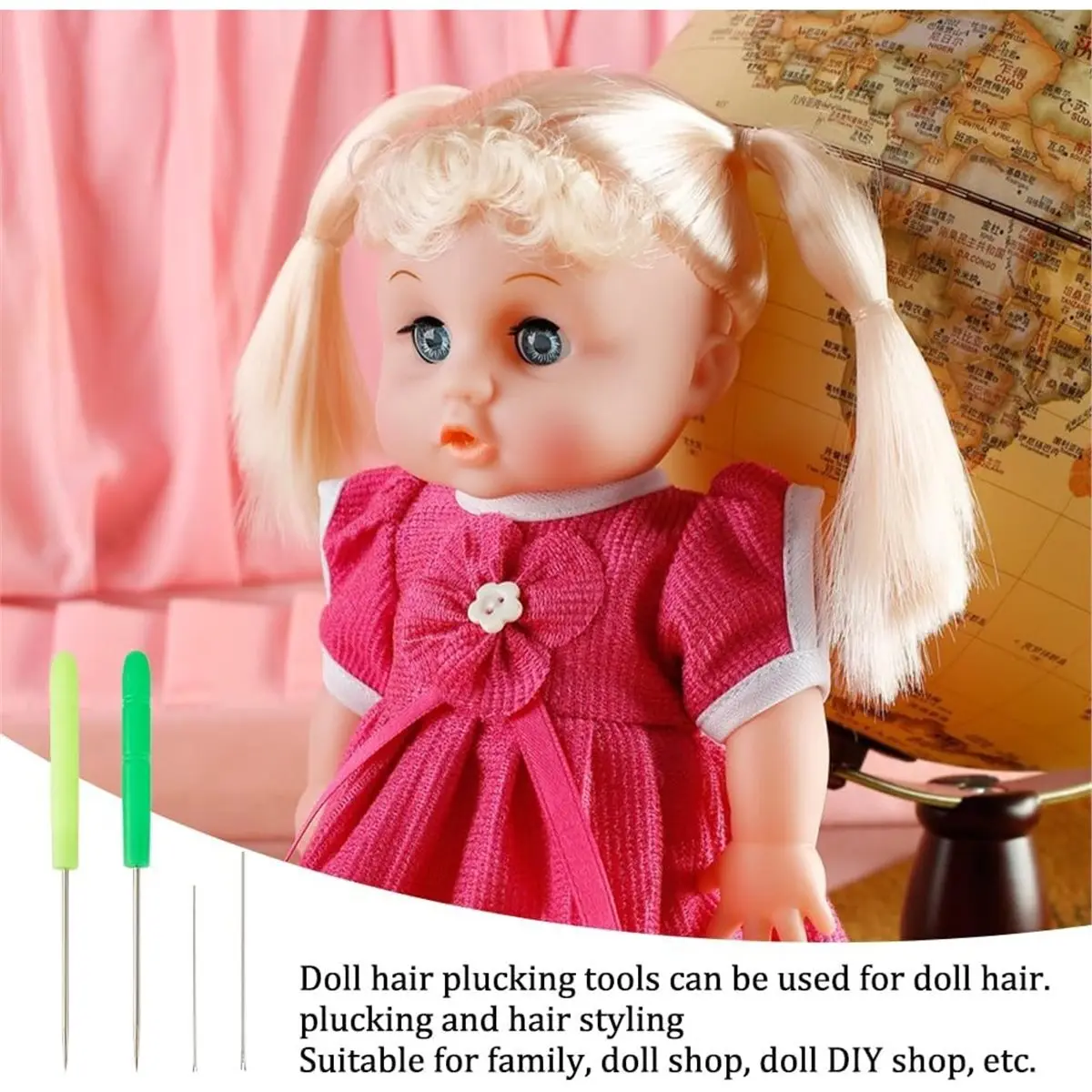 Budget-Friendly-Doll Hair Rooting Holders Including 2Pcs Reroot Rehair Tools and 20Pcs Stainless Steel 1.27-1.6 Inch Doll Wig To