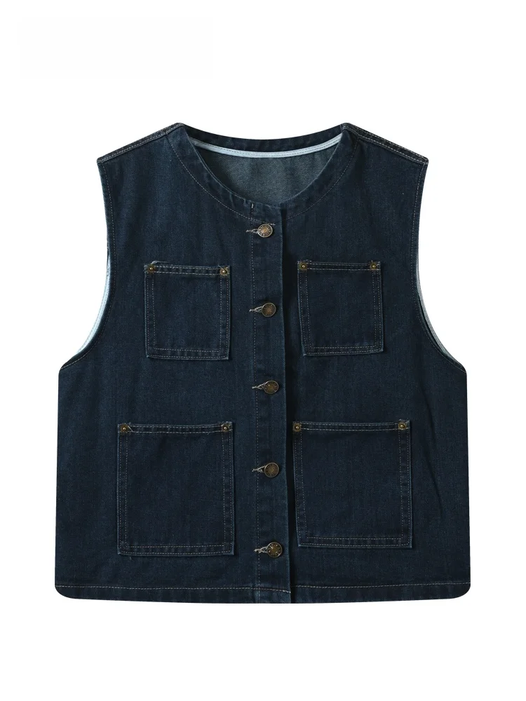 

Fashionable plus Size Denim Vest Women's Summer New Style Versatile Stylish Short Outerwear Car Club Large Size Jeans Vest