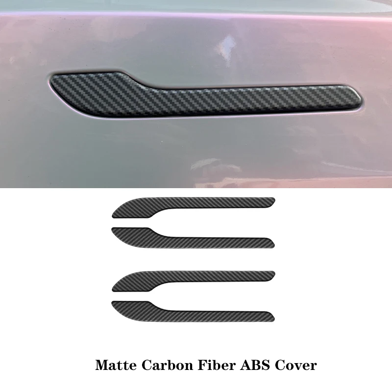 For Tesla Model 3 Y Door Handle Protector Sticker ABS Carbon Fiber Doorknob Anti-scratch Wrap Cover Accessories Model3 4Pcs