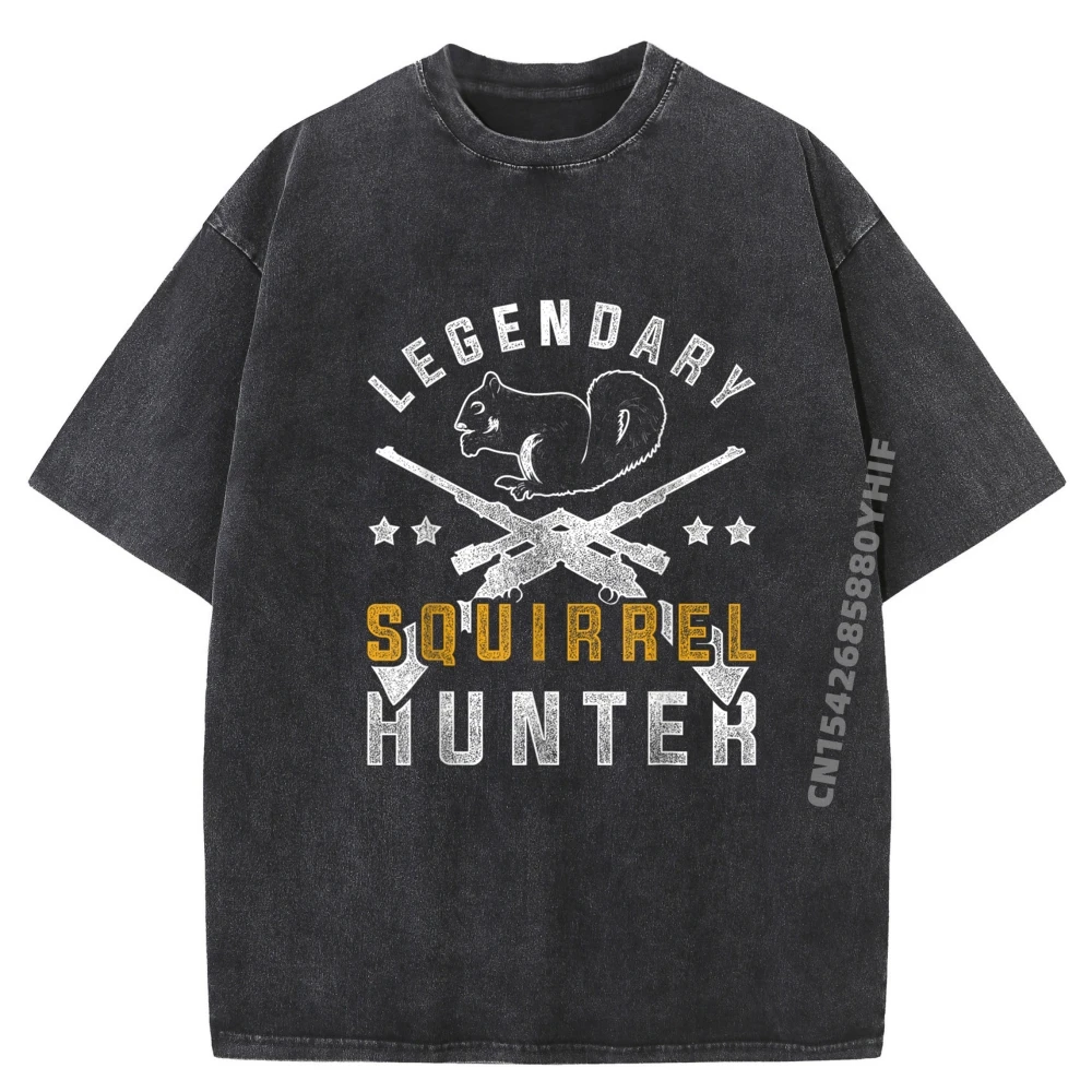 

Legendary Squirrel Hunter Squirrel Plus Size Men Clothing Comfortable Streetwear Washed Printed Shirt
