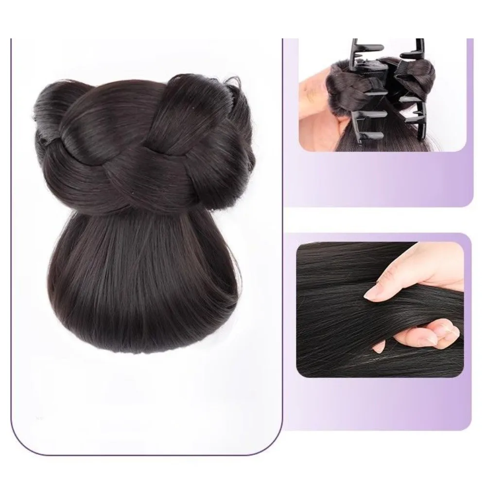 Wig Sintetis Realistis Ekstensi Rambut Jepit Rambut Rambut Palsu Ikat Rambut Poni Rendah Bundel Rambut Palsu Aksesoris Rambut