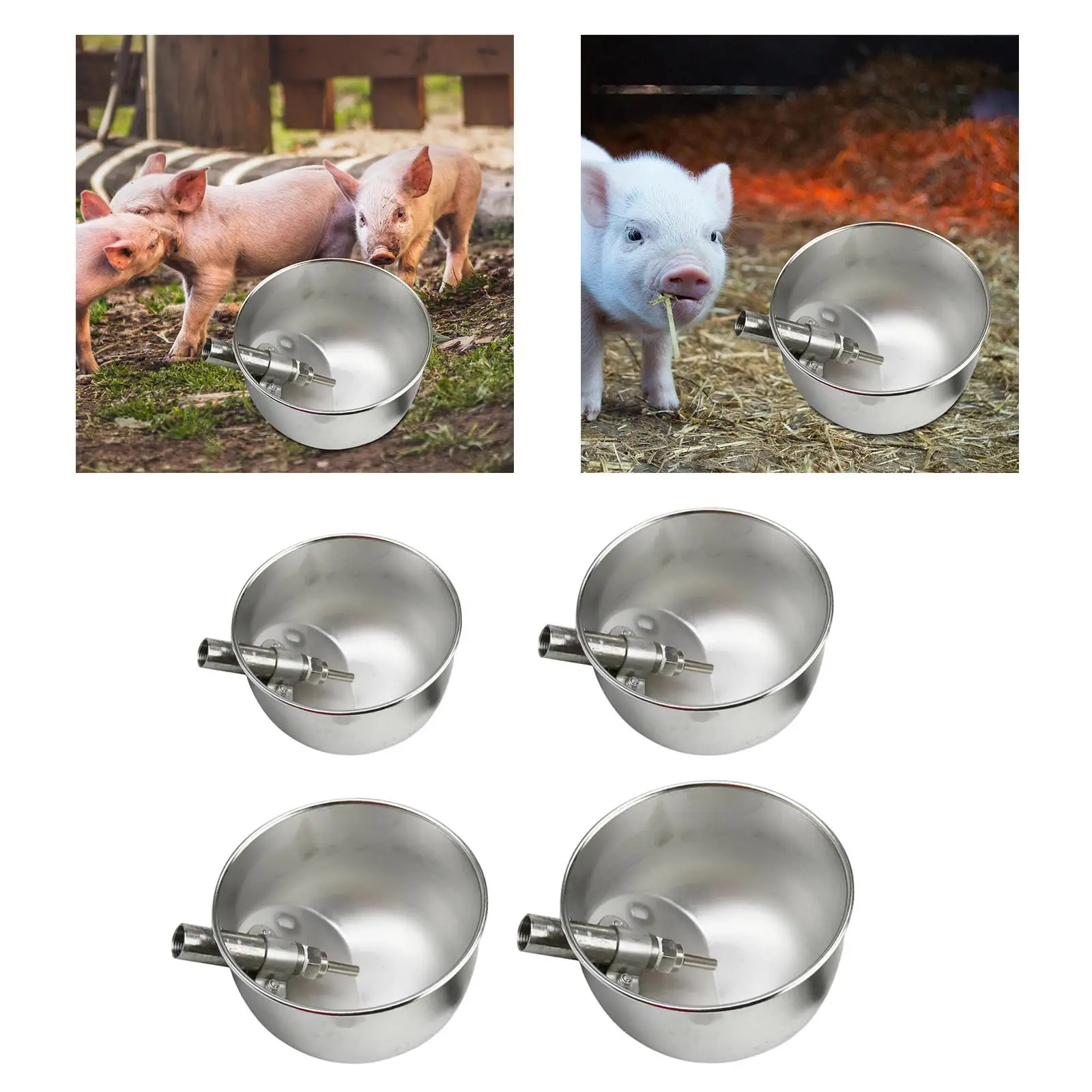 Automatic Pig Drinking Water Bowl Livestock Waterer Bowl Trough Farm Animal Feeder Stainless Steel Feeder for Horse Dog Chicken