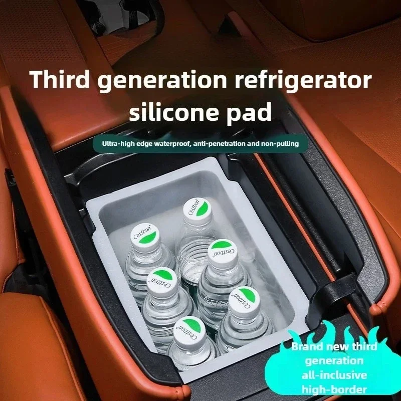 For GWM Wey 07 Car Central Control Armrest Box Refrigerator Silicone Pad Partition Storage Water Cup Holder Non-Slip Organizer