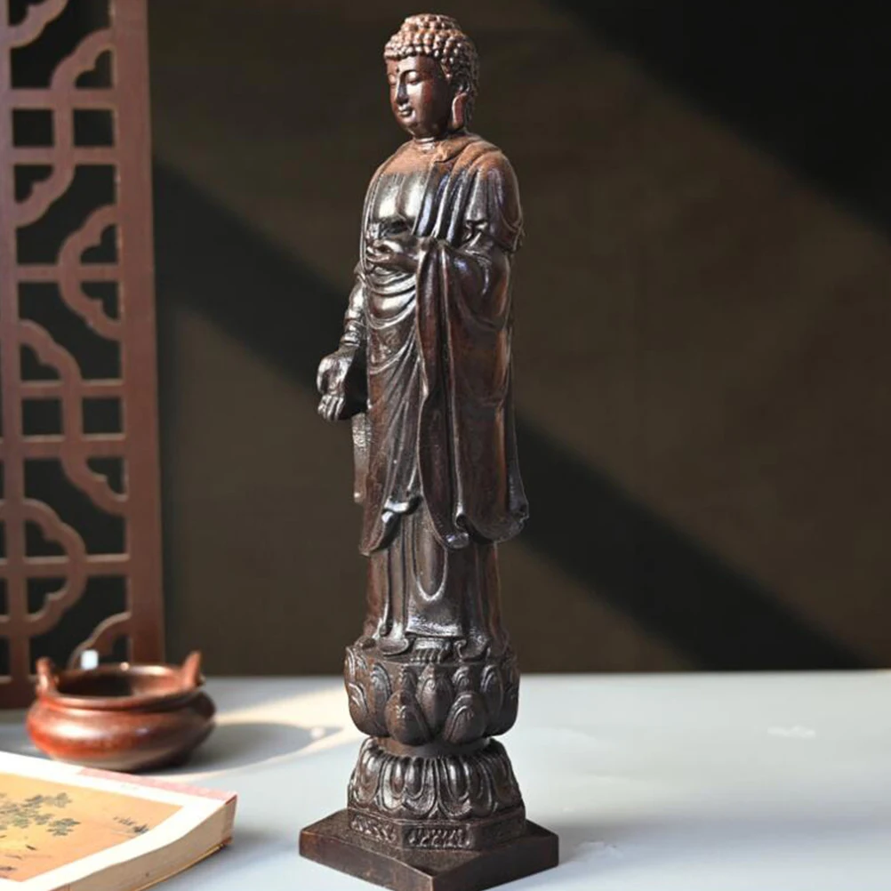 خشبية لوتس بوذا تمثال منحوتة ديكور رائعة المنزل التضحية سطح المكتب الزينة بوذا تمثال ديكور المنزل #6