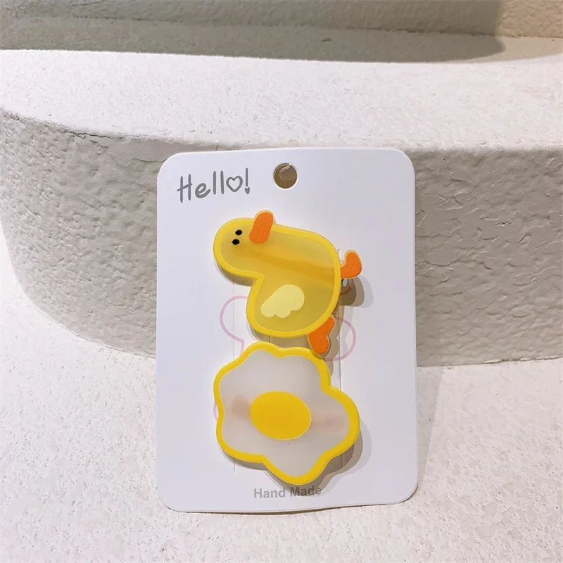2 Pcs New Korean Fashion Children\'s Flower Fruit Hair Clip Headwear Sweet Girl Cute Cartoon Animal Hairpins Hair Accessories