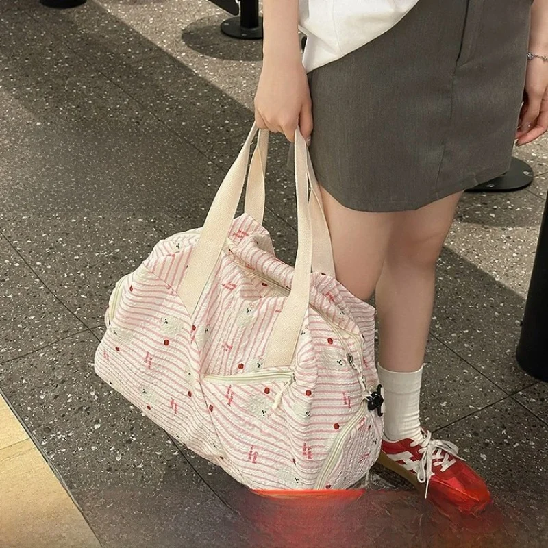 Cute Travel Bag Large Capacity Single Shoulder Crossbody Bag Simple Summer New Style Student Luggage Bag Casual Printed Oxfor...