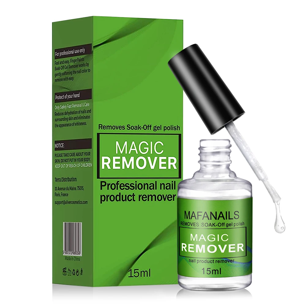 Dissolvant magique de vernis à ongles gel, enlève rapidement et facilement le vernis gel à tremper, outil professionnel non irritant, 15ml