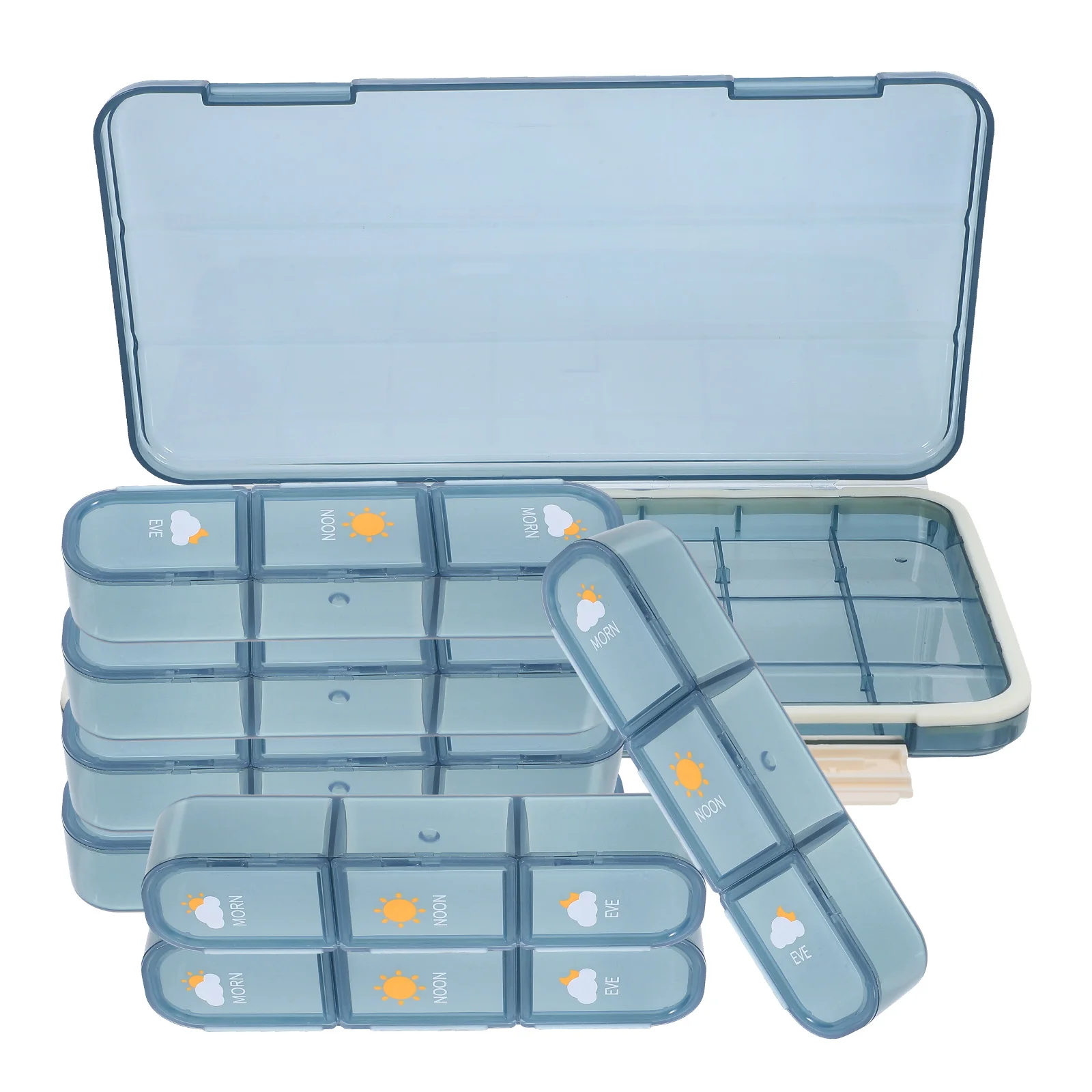 

Organizer Medicine Packaging Box Travel Kit Portable Storage Chest Blue Abs Pill Boxes
