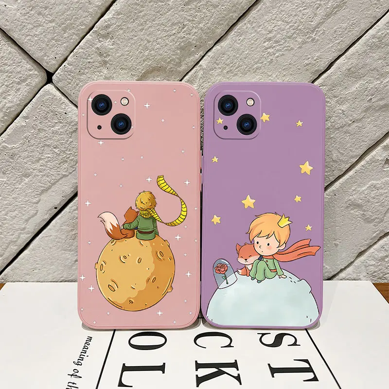 Little Prince Phone Case For iPhone 15 14 13 12 11 Pro Max Mini X XR XS MAX SE20 8 7 Plus Silicone Cases with Hand Strap