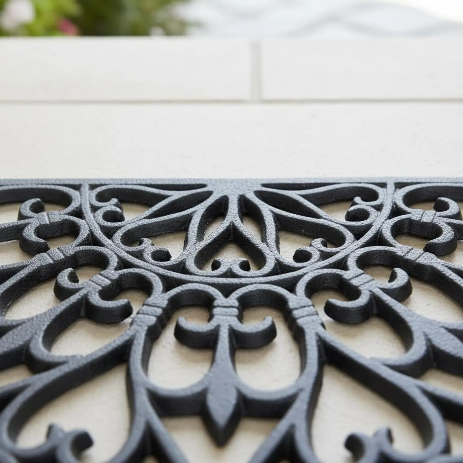 

Cast Iron Half Round Mat Decorative Anti Slip Stair Mat Household Decor Weather Resistant Easy to Clean for Outdoor