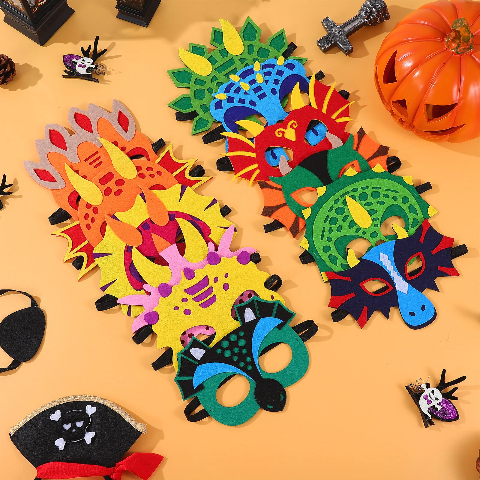 12Pcs Kids Dinosaur Felt Masks Creative Masquerade Masks for Party Birthday Cosplay Role Playing Kids Dinosaur Mask