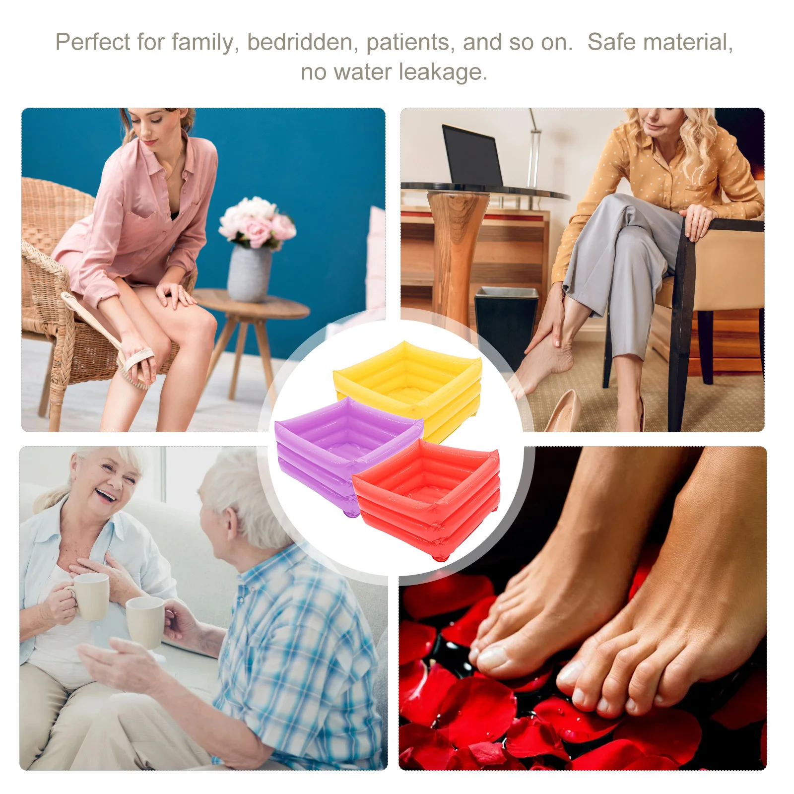 

Inflatable Foot Cleaning Container Portable PVC Basin Draining Hole Design for Family Patient Travel Foot Bath Bowl Foldable