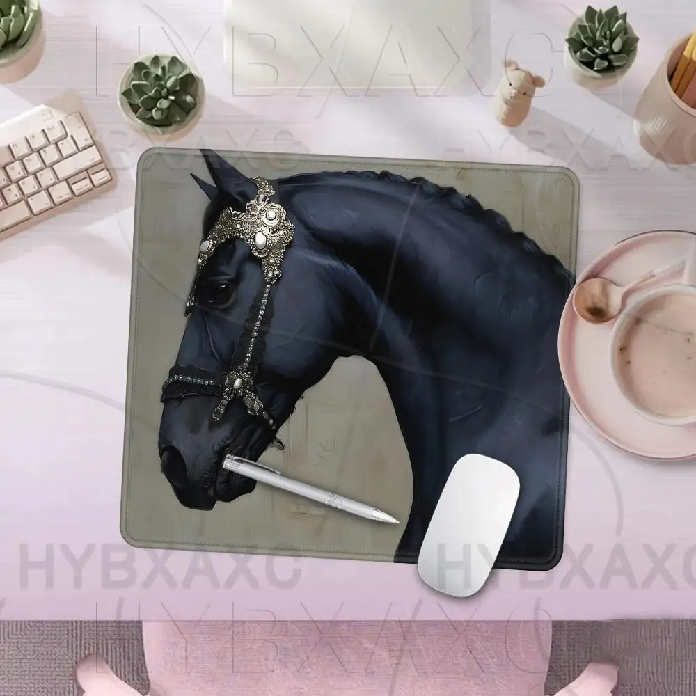Black Horse Lion Mouse Pad Multiple Sizes Large Square Computer Office Game Table Mats XS Gold Peacock Rubber Anti-slip Mousepad