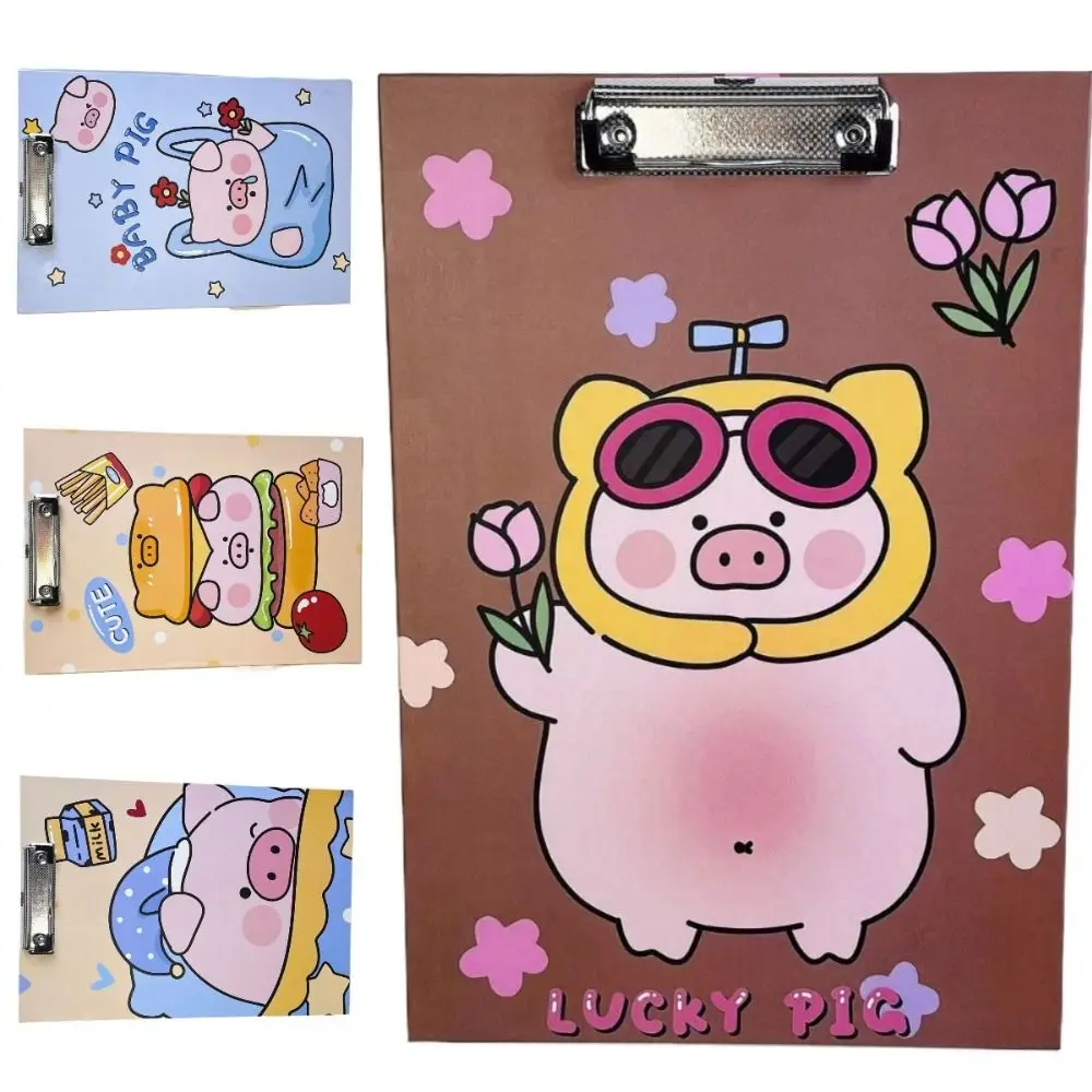 Cute Cartoon File Folder with Clip Writing Sheet Pad Memo Clip Board File Storage Document Folder Writing Clipboard Stationary