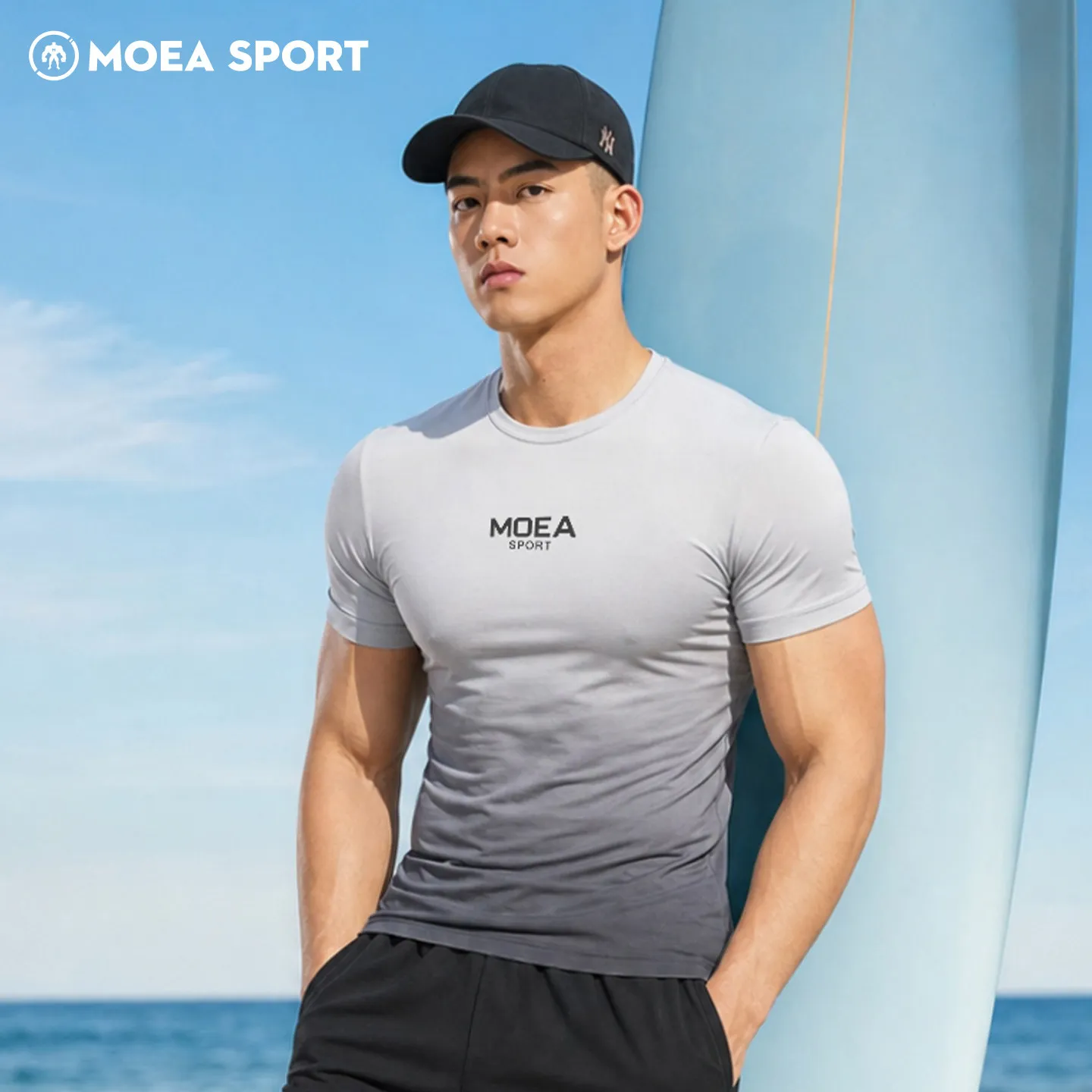 Summer Fitness Slim Male Shirts Letter Fashion Gradient Color Motion T shirts Breathable Running Quick-dry T-shirt Men's Clothes