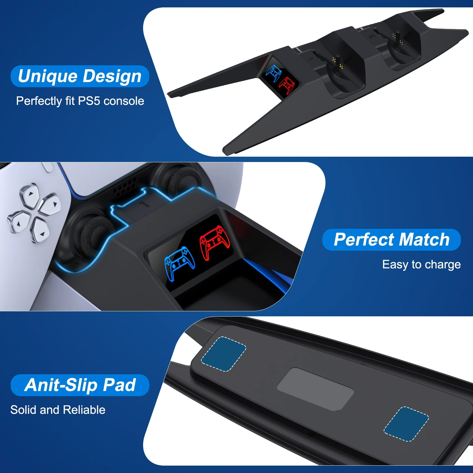 PS5 تحكم شاحن مزدوج سريع شاحن حوض ل بلاي ستيشن 5 تحكم لاسلكي غمبد شحن محطة ل PS5 اكسسوارات