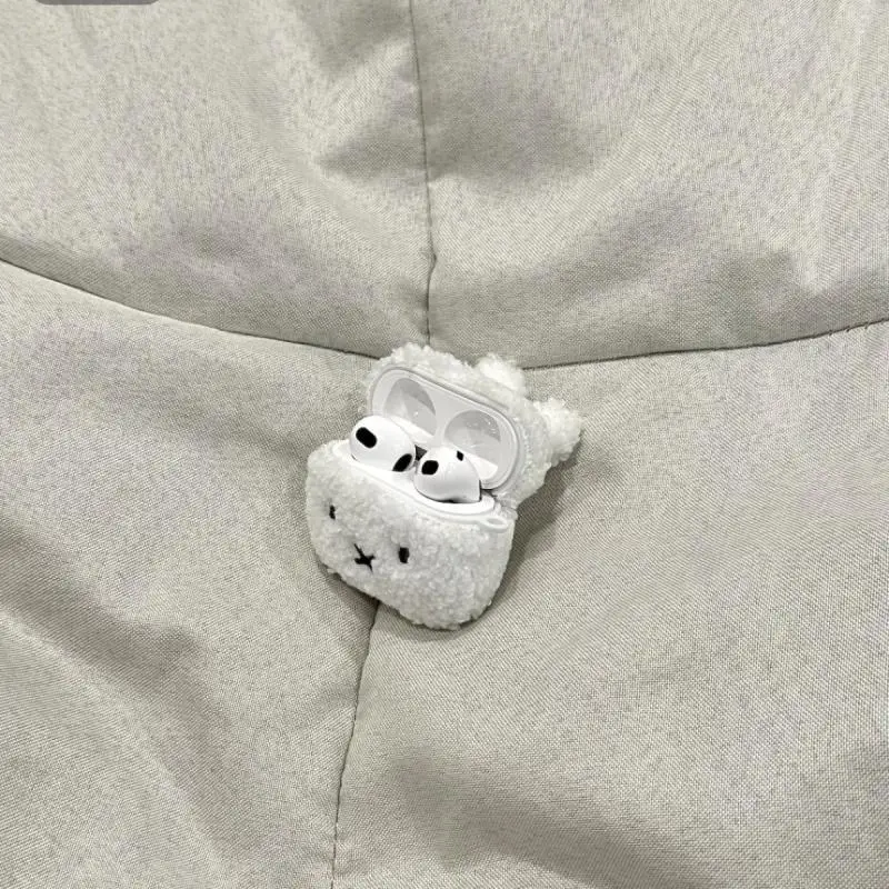 새로운 Miffy 블루투스 이어폰 커버 일본 Kawaii 소녀 플러시 Airpods 4/3/pro2 이어폰 커버 커플 만화 선물