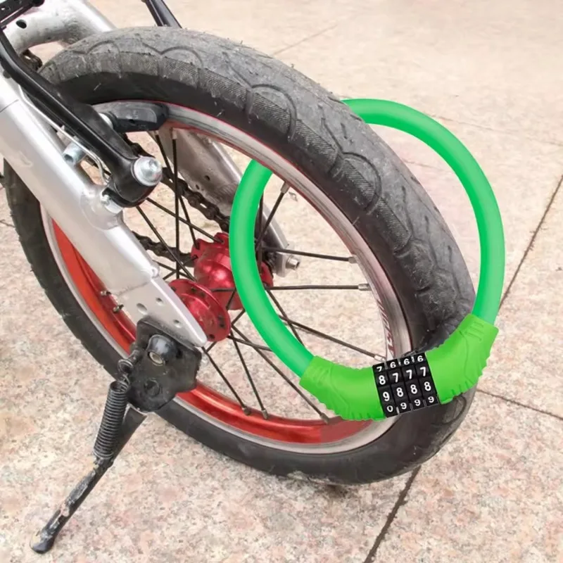 Security Bike Locks Cable 4 Digit Resettable Combination Password Bicycle Lock for Bicycle Mountain Bike Scooter Outdoors C201