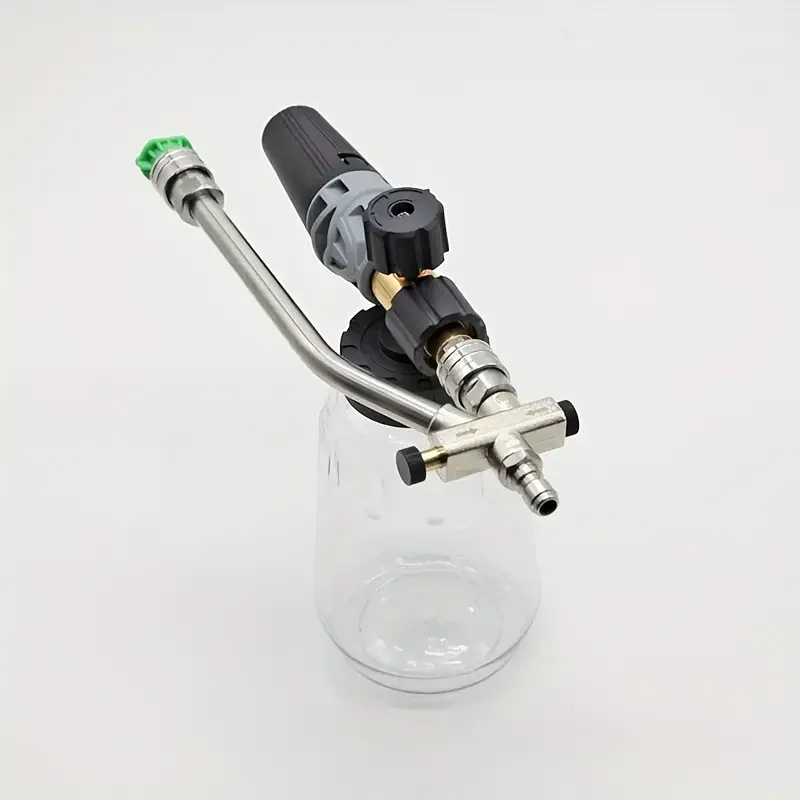 عصا غسالة الضغط المزدوجة الاحترافية 4000 رطل لكل بوصة مربعة، فوهة مزدوجة من الفولاذ المقاوم للصدأ لمدفع الرغوة، غسيل السيارات، توصيل سريع 1/4